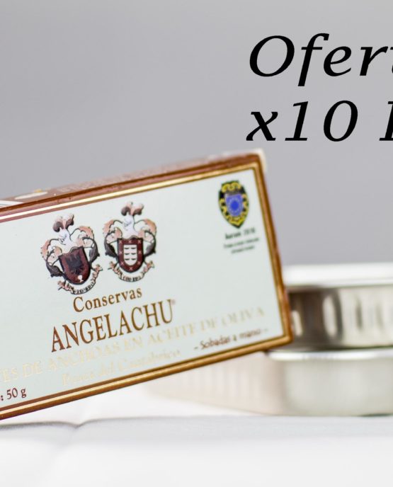 Oferta de 10 latas de anchoas de Santoña en aceite Angelachu